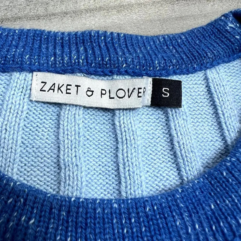 ZAKET & PLOVER Blue Striped Ribbed Sweater Small